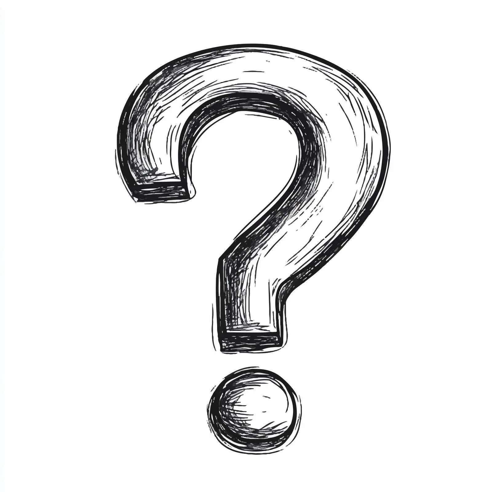 Black and White Cartoon Question Mark Illustration – free query image from Dotvec