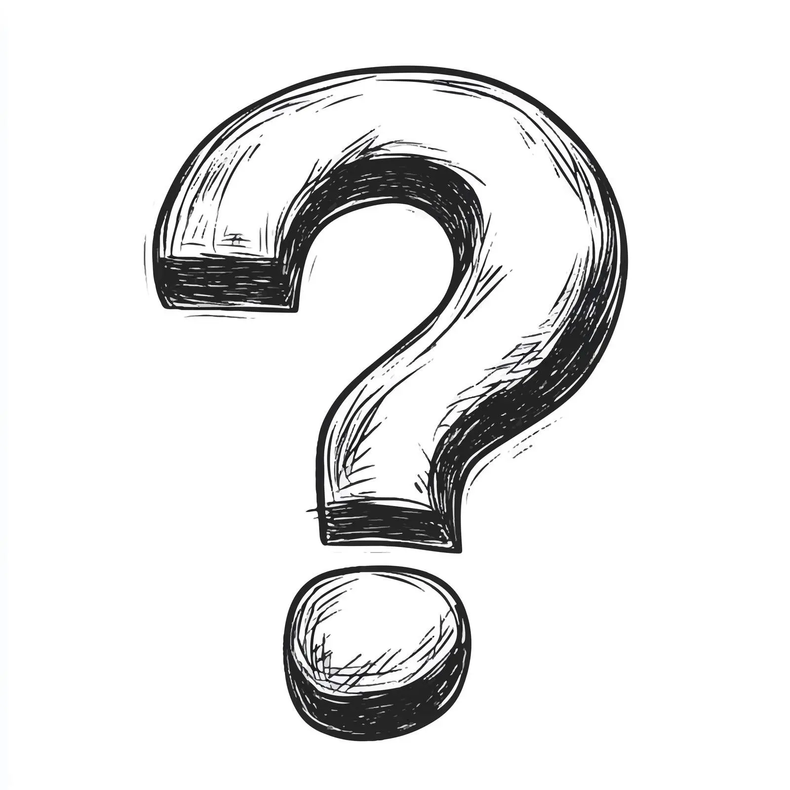 Black and White Cartoon Question Mark Illustration — free download from Dotvec