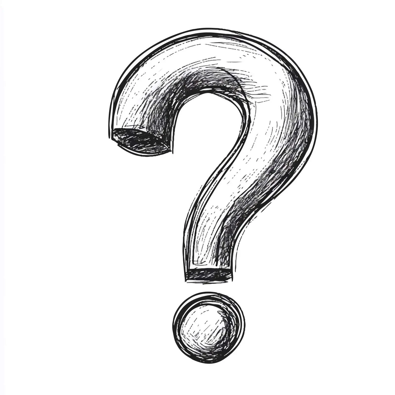 Black and White Question Mark Cartoon Vector Illustration — free download from Dotvec