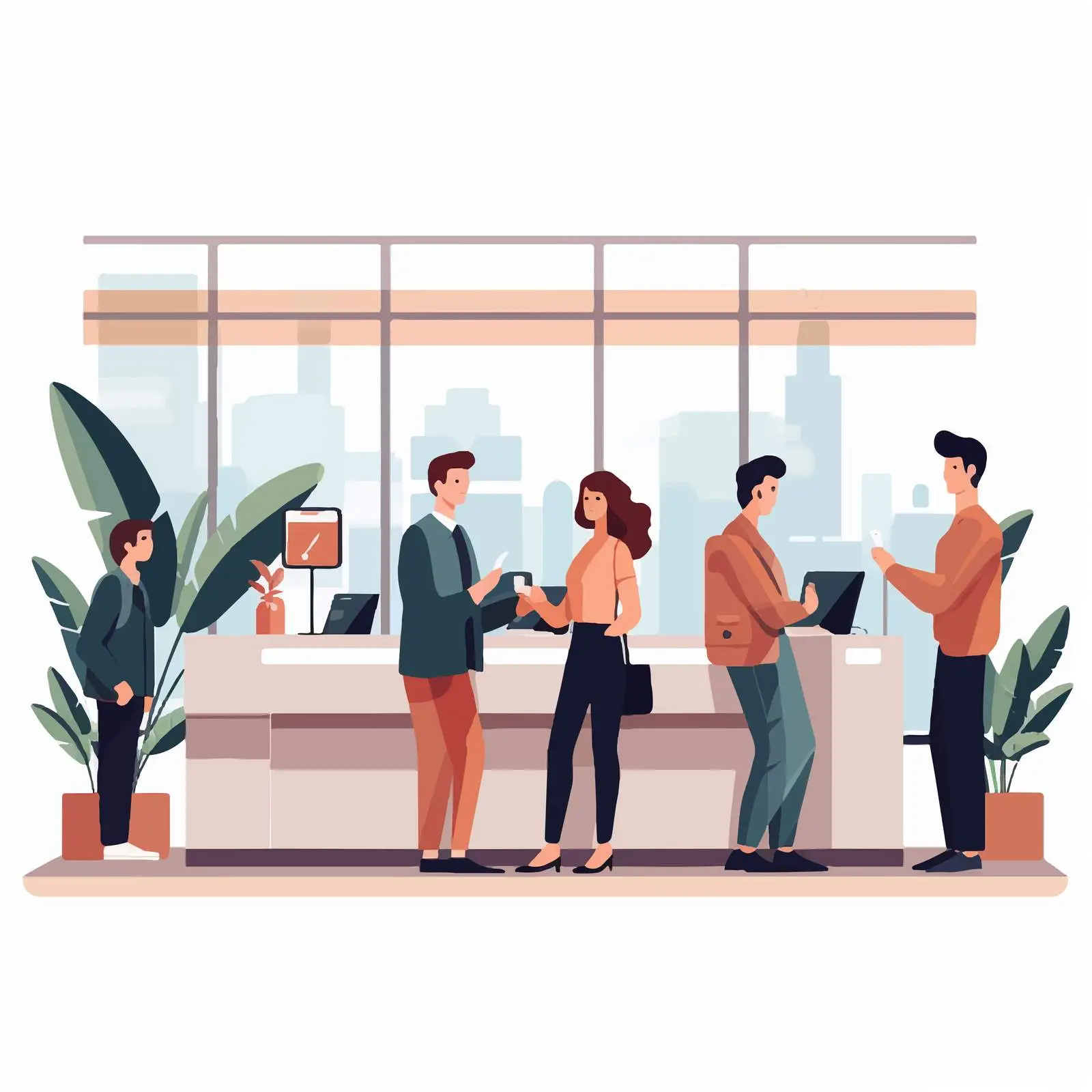 People Waiting at Reception Vector Illustration — free download from Dotvec