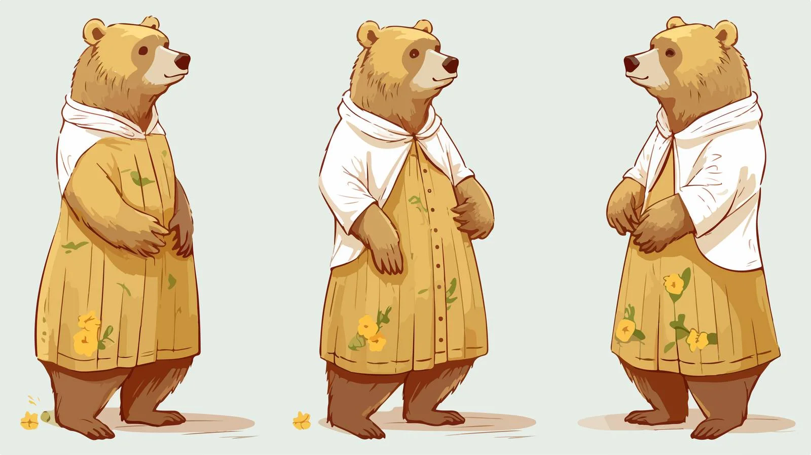 Whimsical Bear in Dress Vector Illustration — free download from Dotvec