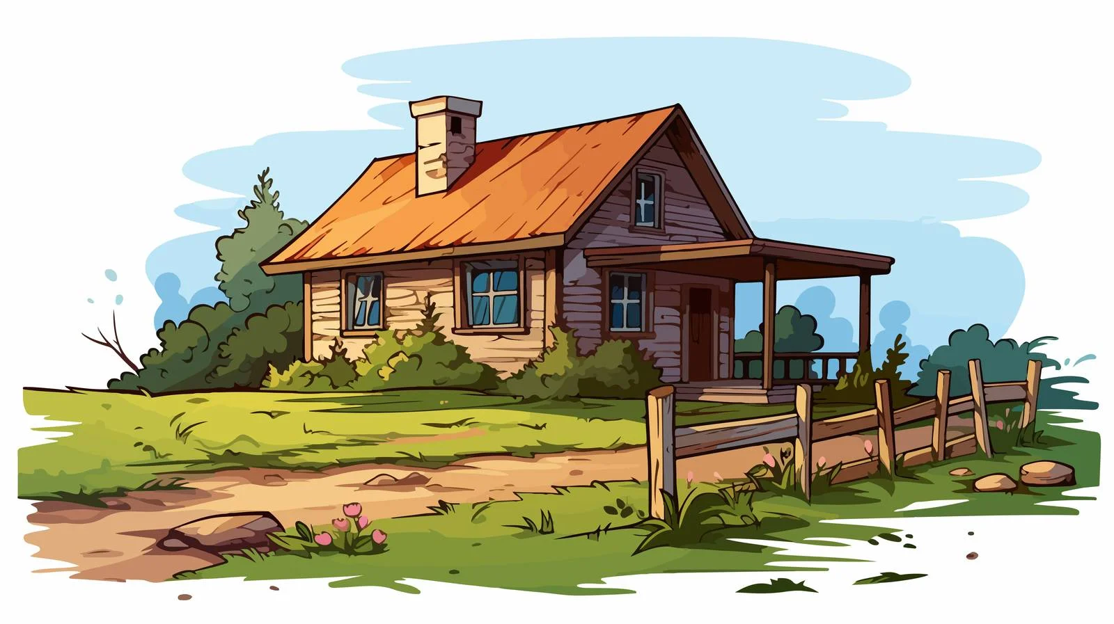 Charming Farmhouse Cartoon Illustration — free download from Dotvec