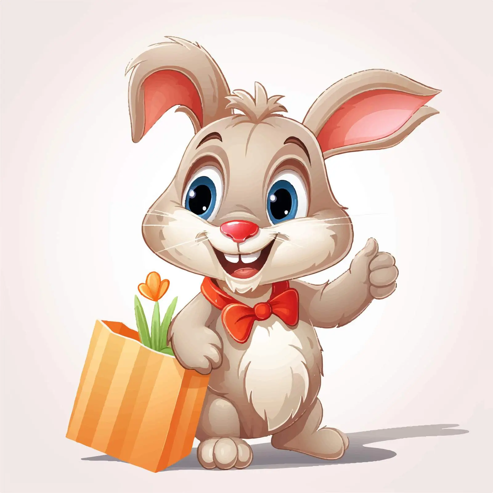 Cartoon Rabbit Character with Gift Bag Illustration — free download from Dotvec