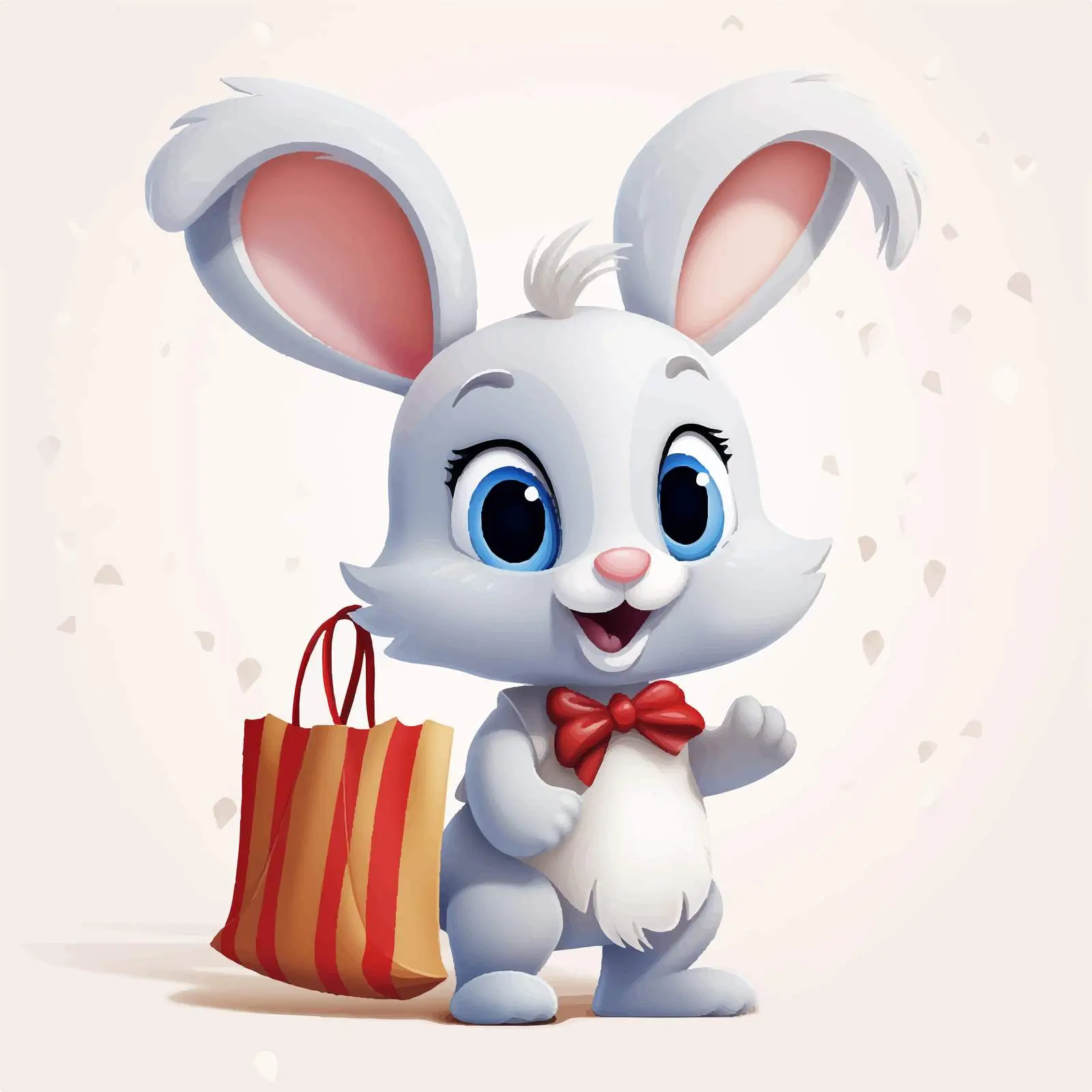 Cartoon Rabbit Character Holding Gift Bag Illustration — free download from Dotvec