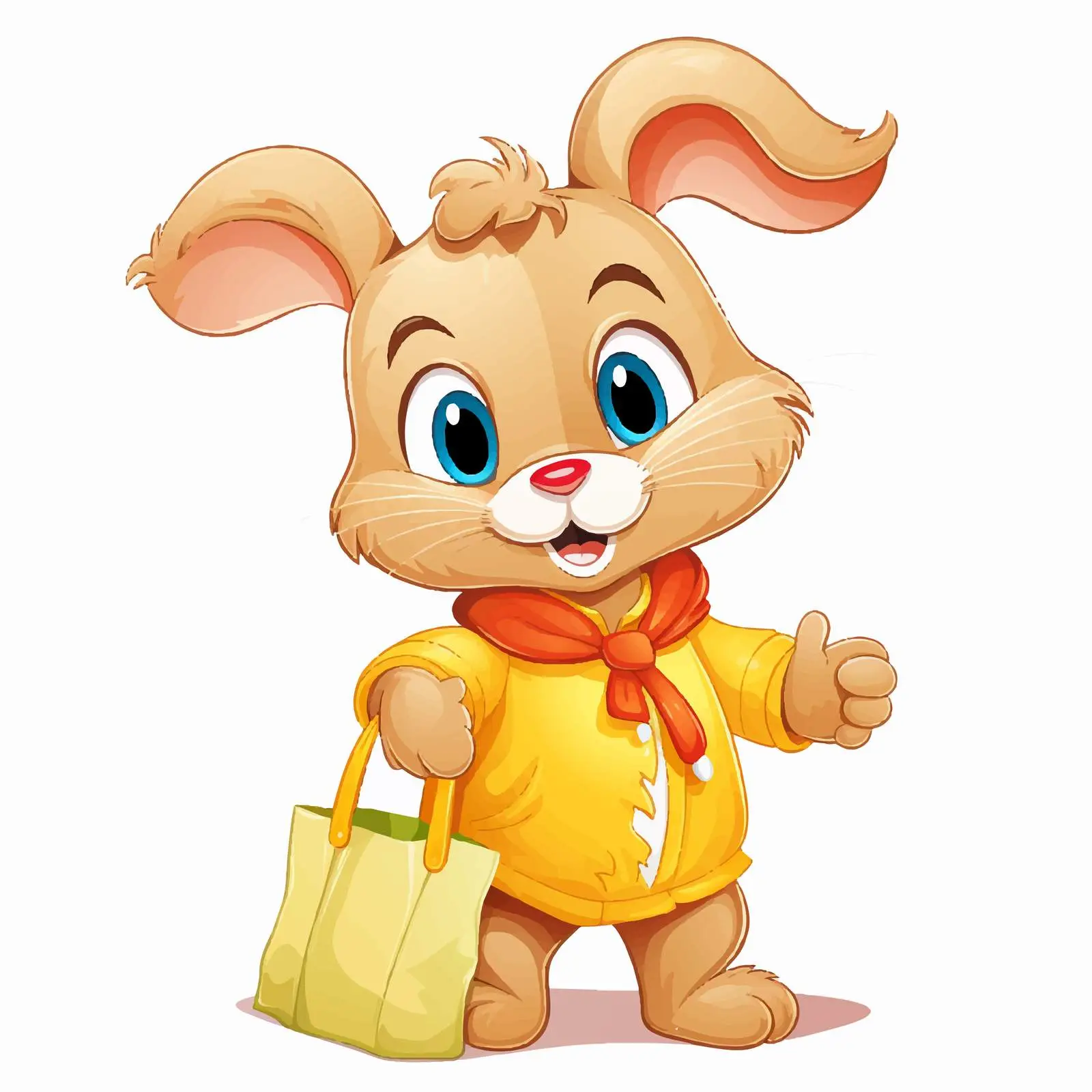 Cute Rabbit Cartoon Character with Gift Bag — free download from Dotvec