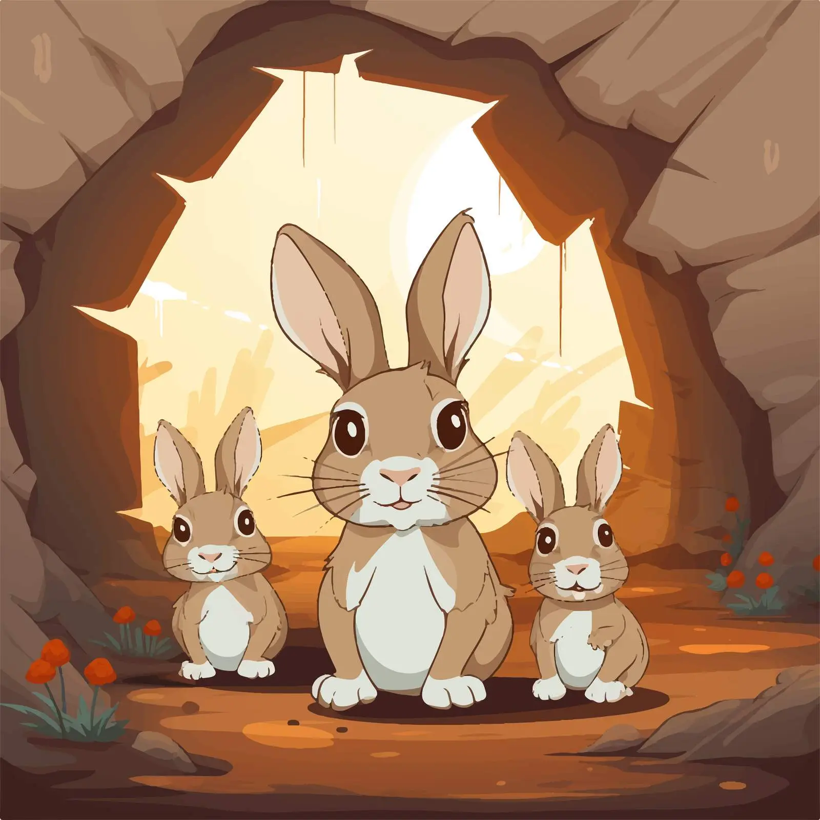 Rabbit Family Underground in Garden Environment — free download from Dotvec