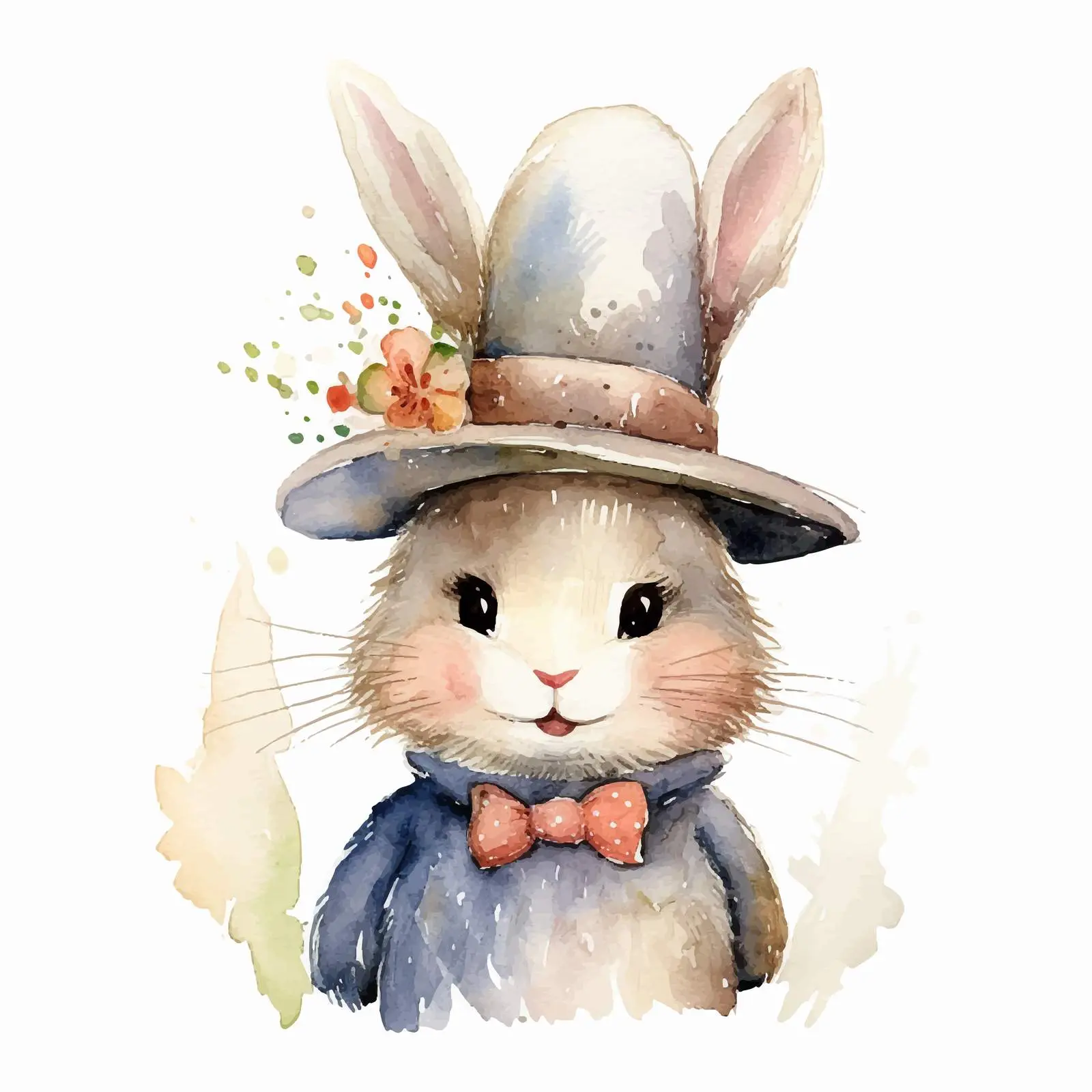 Smiling Rabbit in Hat Doodle for 2023 — free download from Dotvec