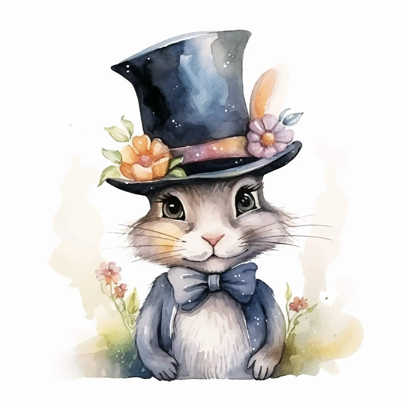 Smiling Rabbit in Hat Doodle Vector 2023 — free download from Dotvec