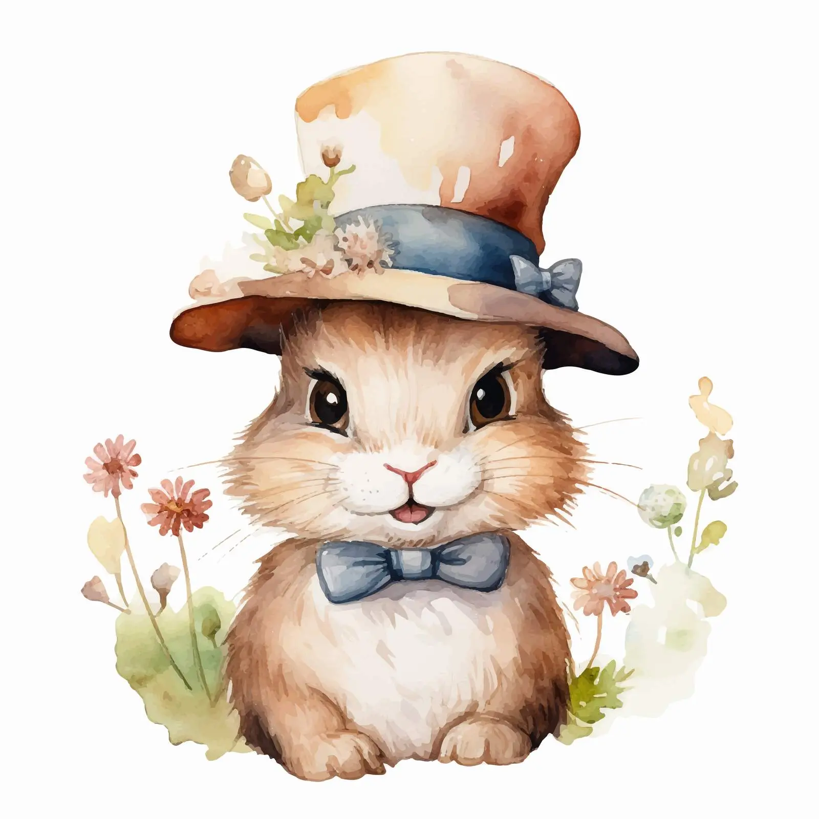 Smiling Rabbit in a Hat Doodle Art 2023 – free luck image from Dotvec