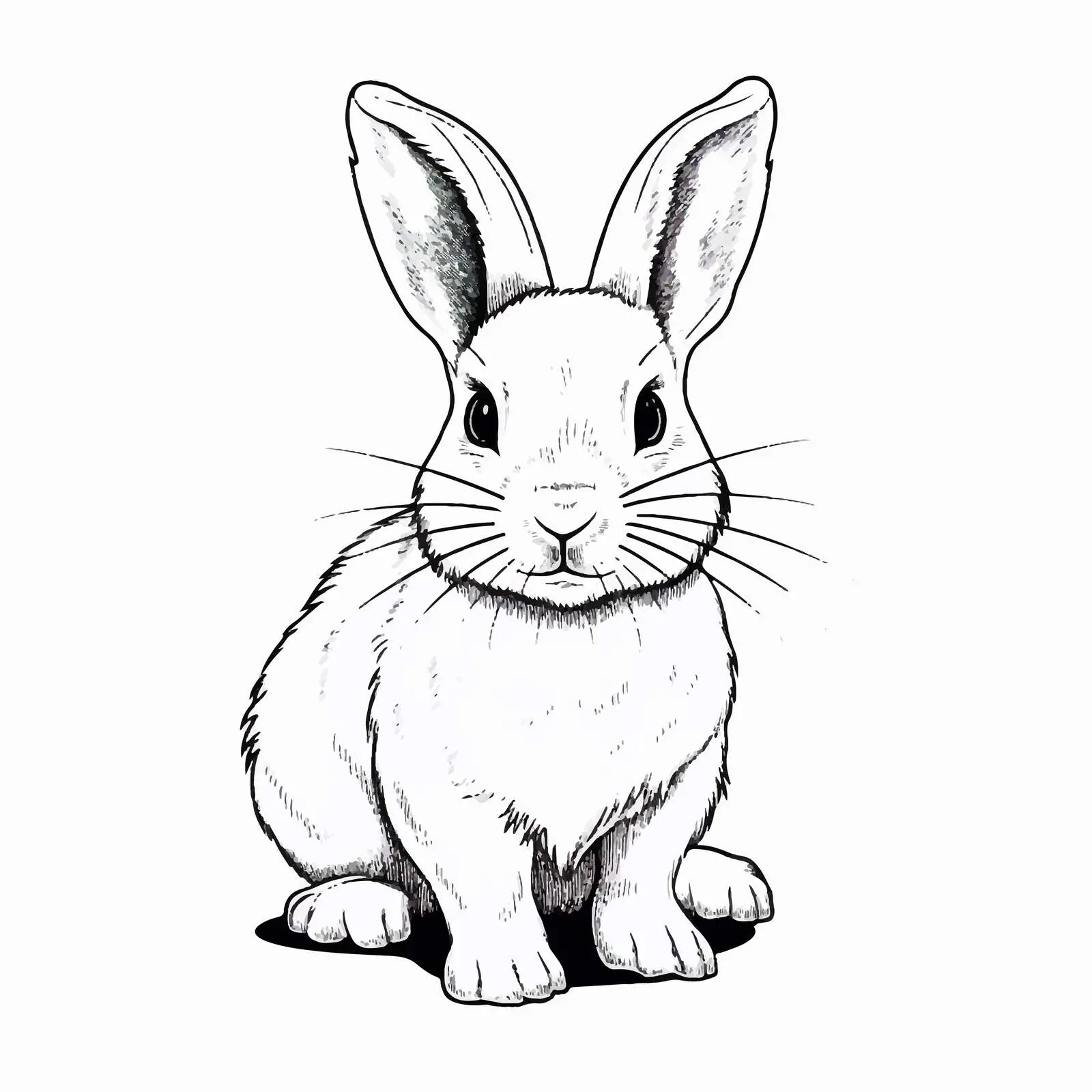 Cute Rabbit Line Vector Illustration on White Background — free download from Dotvec