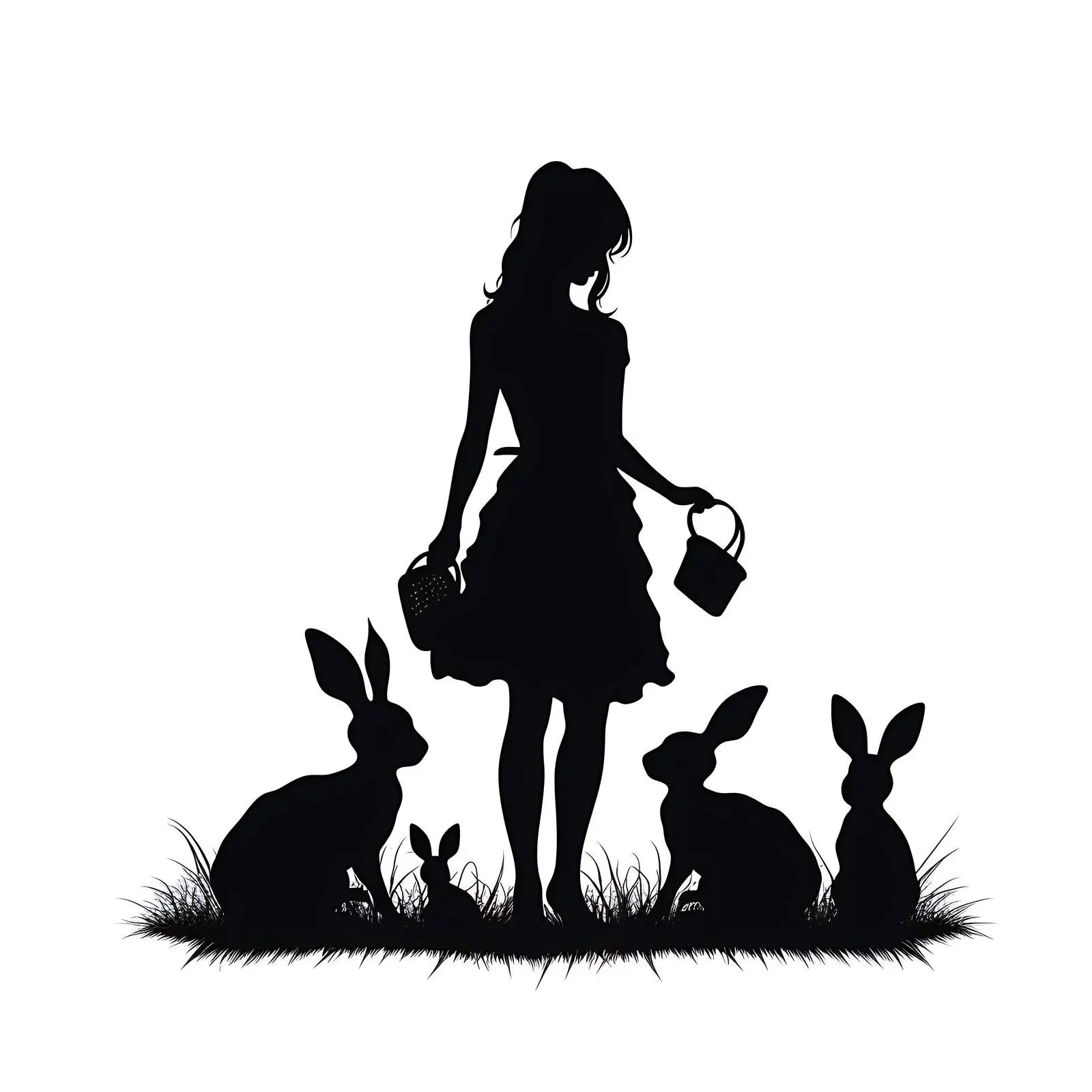 Easter Rabbit Mother and Kids Silhouette – free vector graphics image from Dotvec