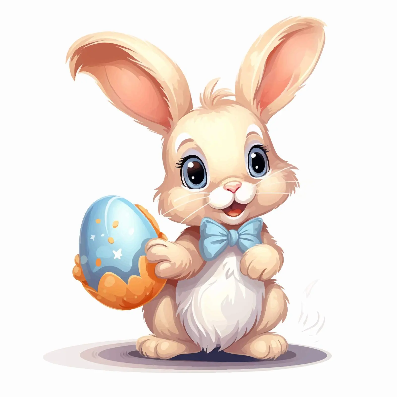 Cute Rabbit with Egg Easter Clip Art — free download from Dotvec