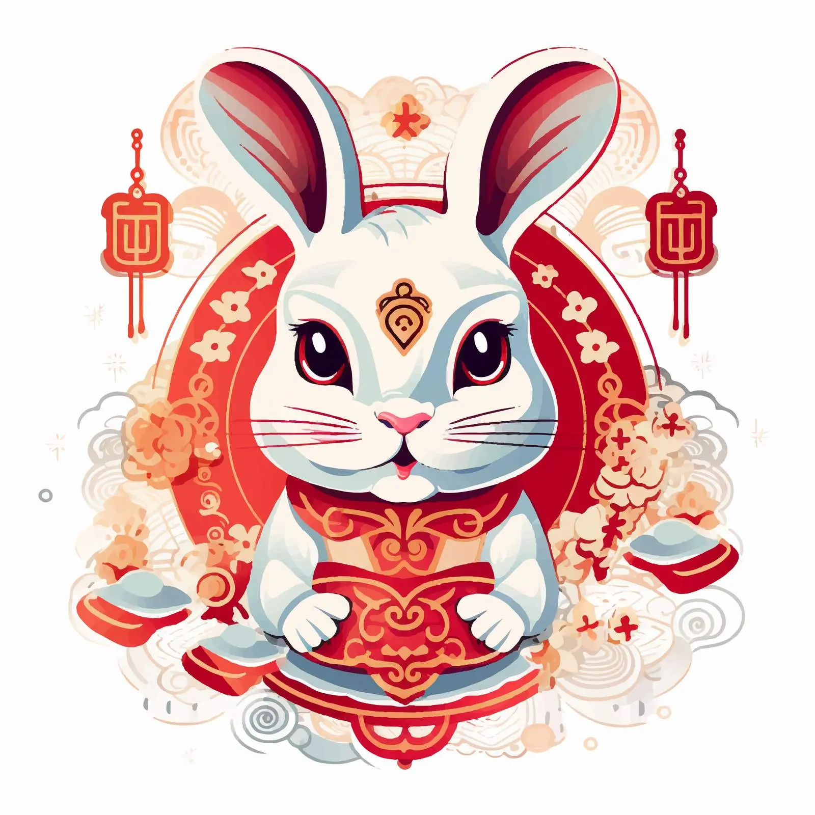 Rabbit Chinese New Year Greeting Card Vector — free download from Dotvec