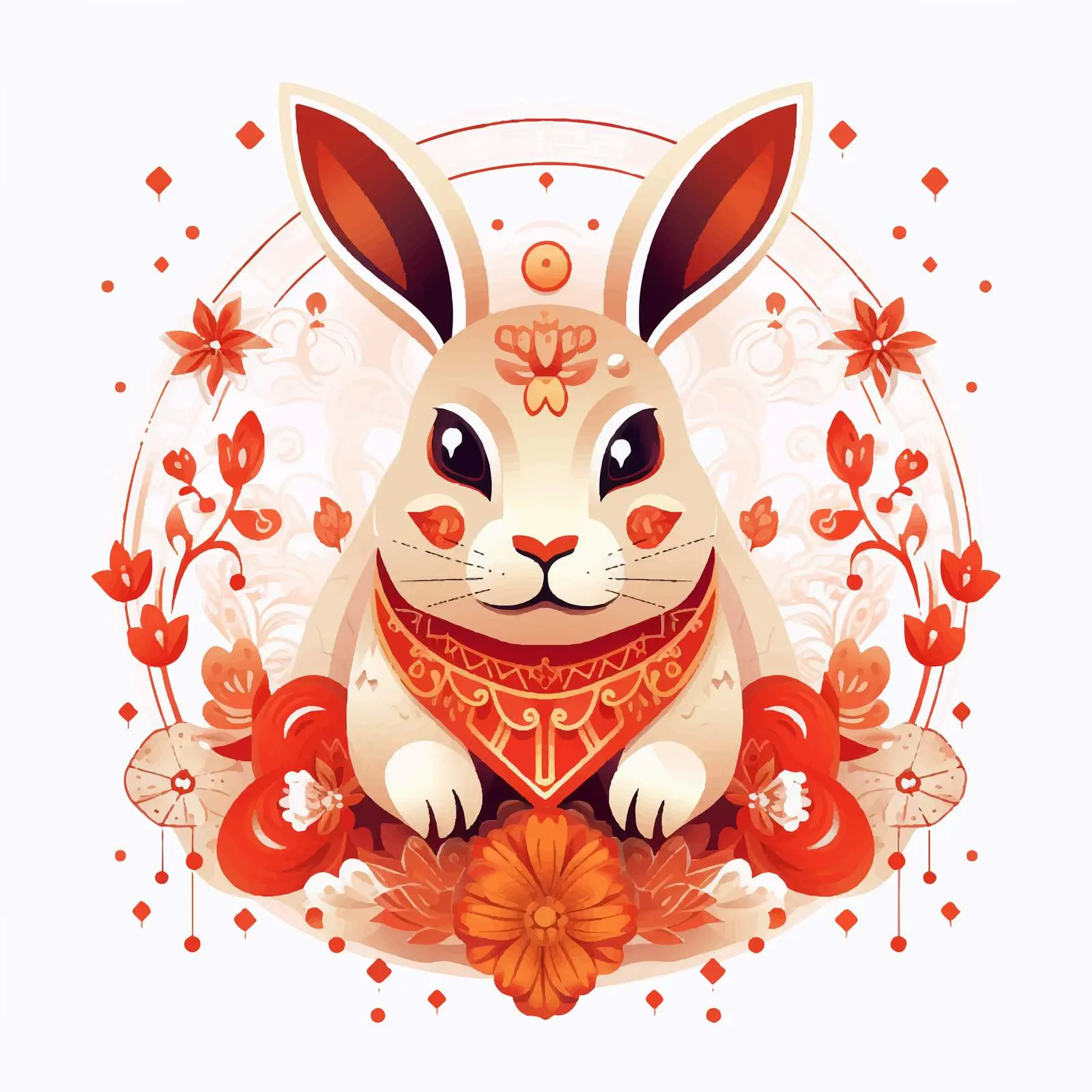 Rabbit Ornaments Chinese New Year Greeting Card – free year of the rabbit image from Dotvec
