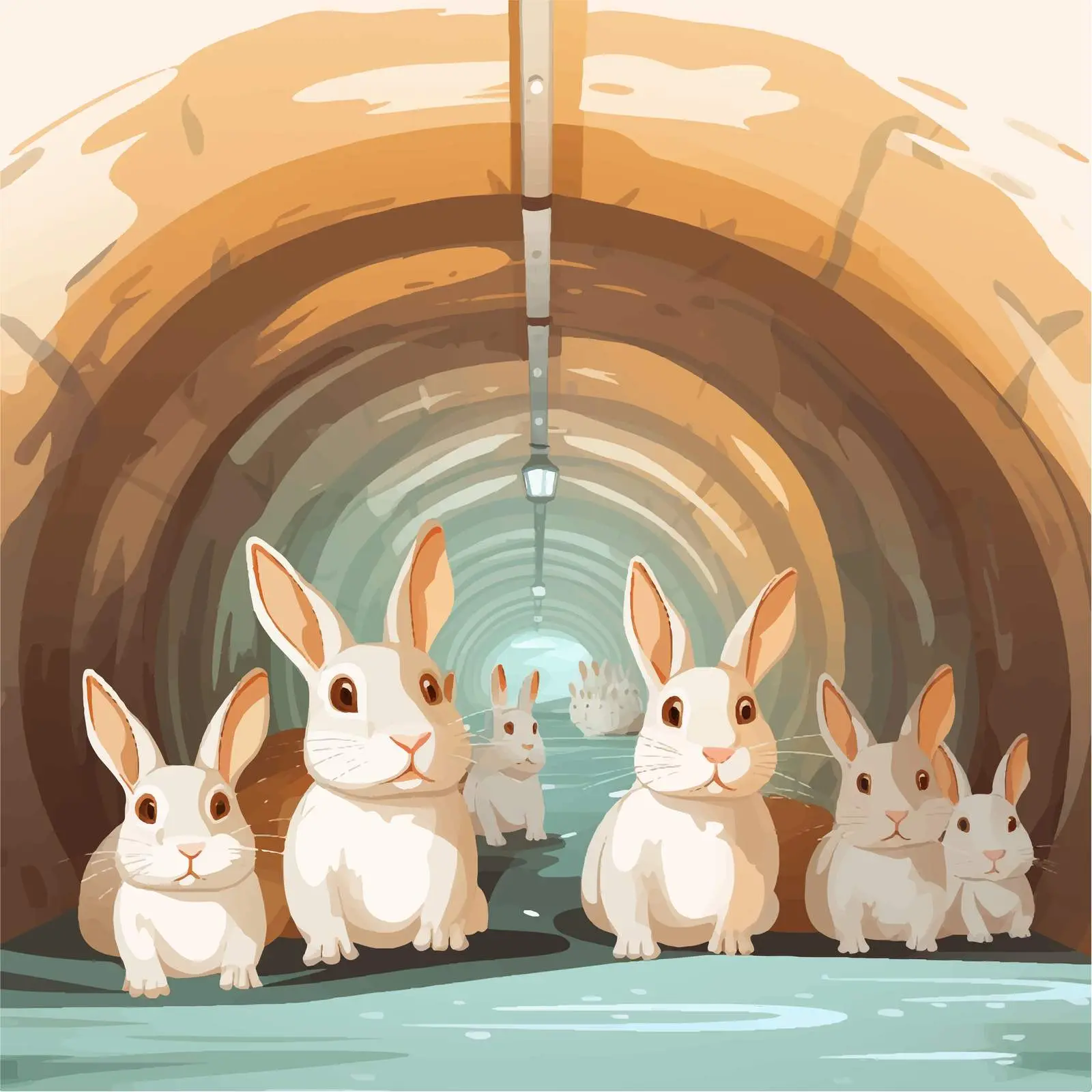 Rabbits in an Underground Tunnel System Vector – free small animals image from Dotvec