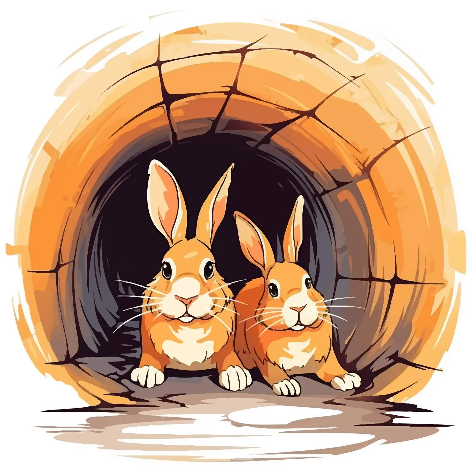 Rabbits in Underground Tunnel Vector Illustration — free download from Dotvec