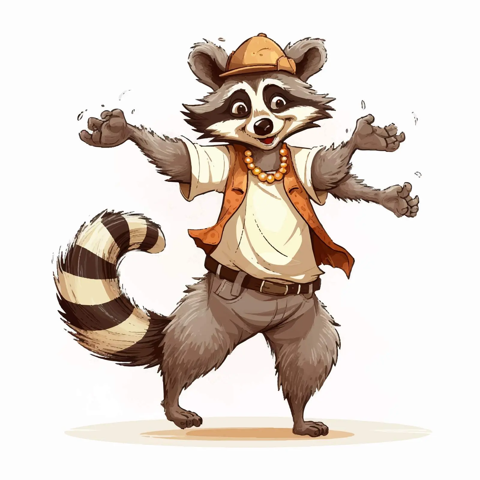 Dancing Raccoon Cartoon Vector Illustration — free download from Dotvec