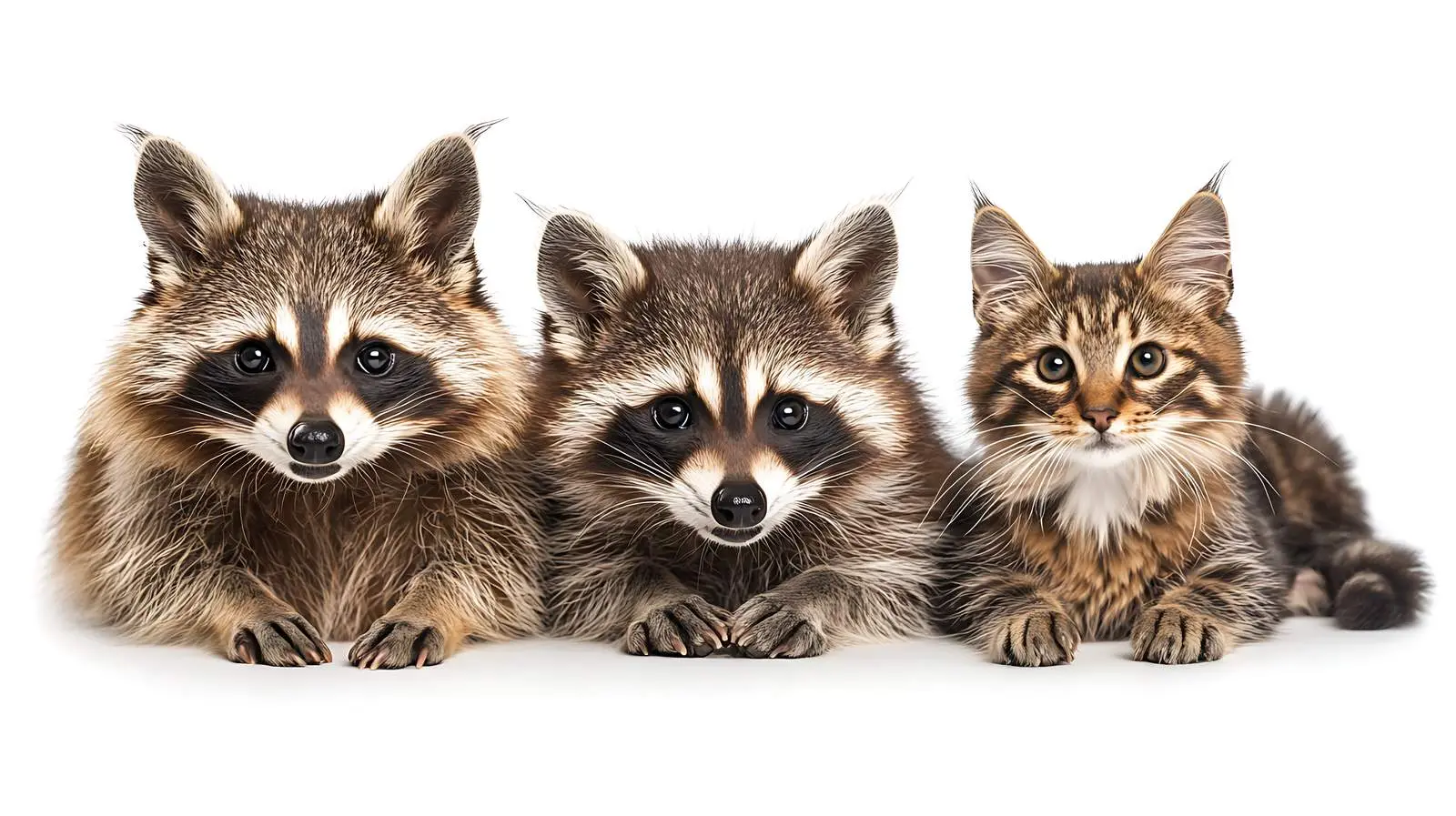 Raccoon Dog and Cat Sitting Together — free download from Dotvec
