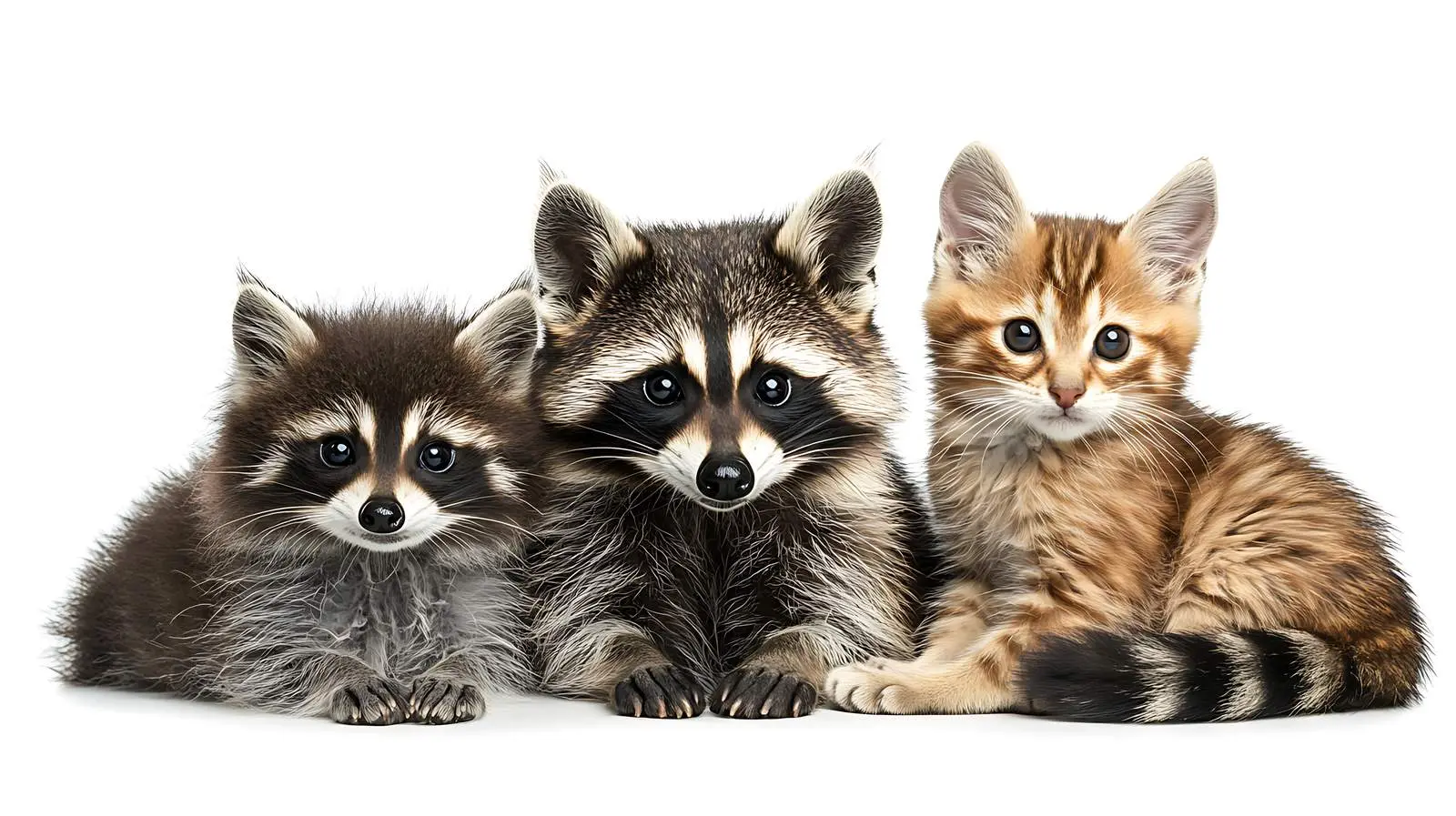 Raccoon Dog and Cat Together on White Background – free animal art image from Dotvec