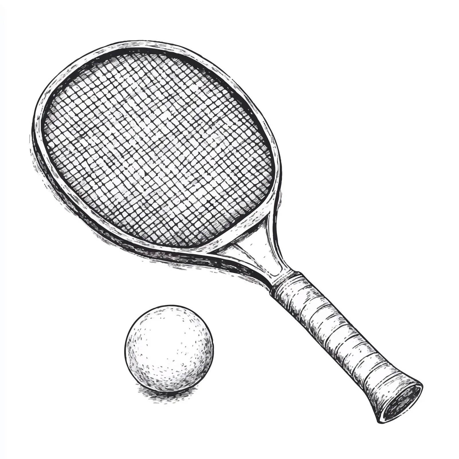 Hand-Drawn Ping Pong Racquet and Ball Sketch — free download from Dotvec