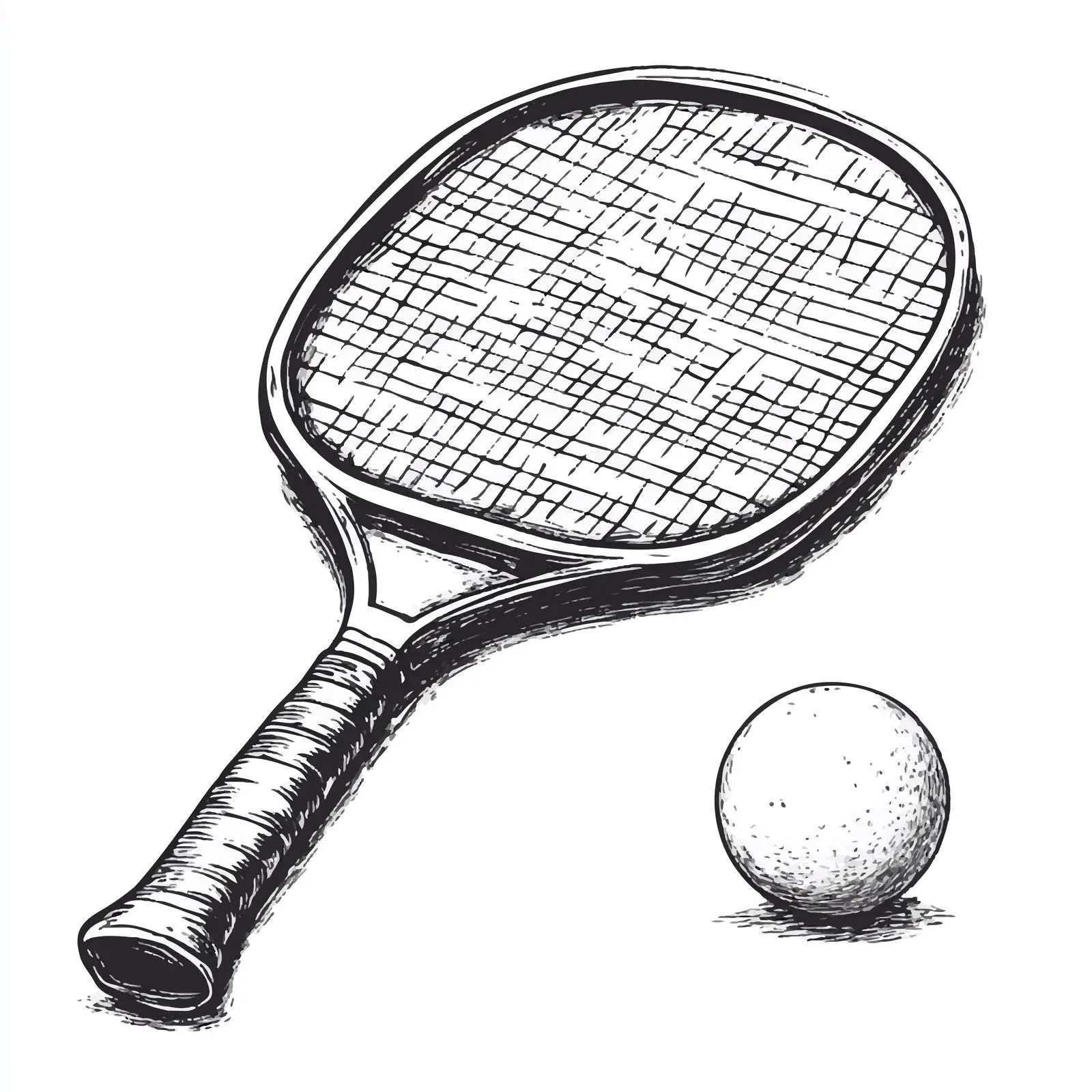 Hand-Drawn Ping Pong Racquet and Ball Sketch — free download from Dotvec