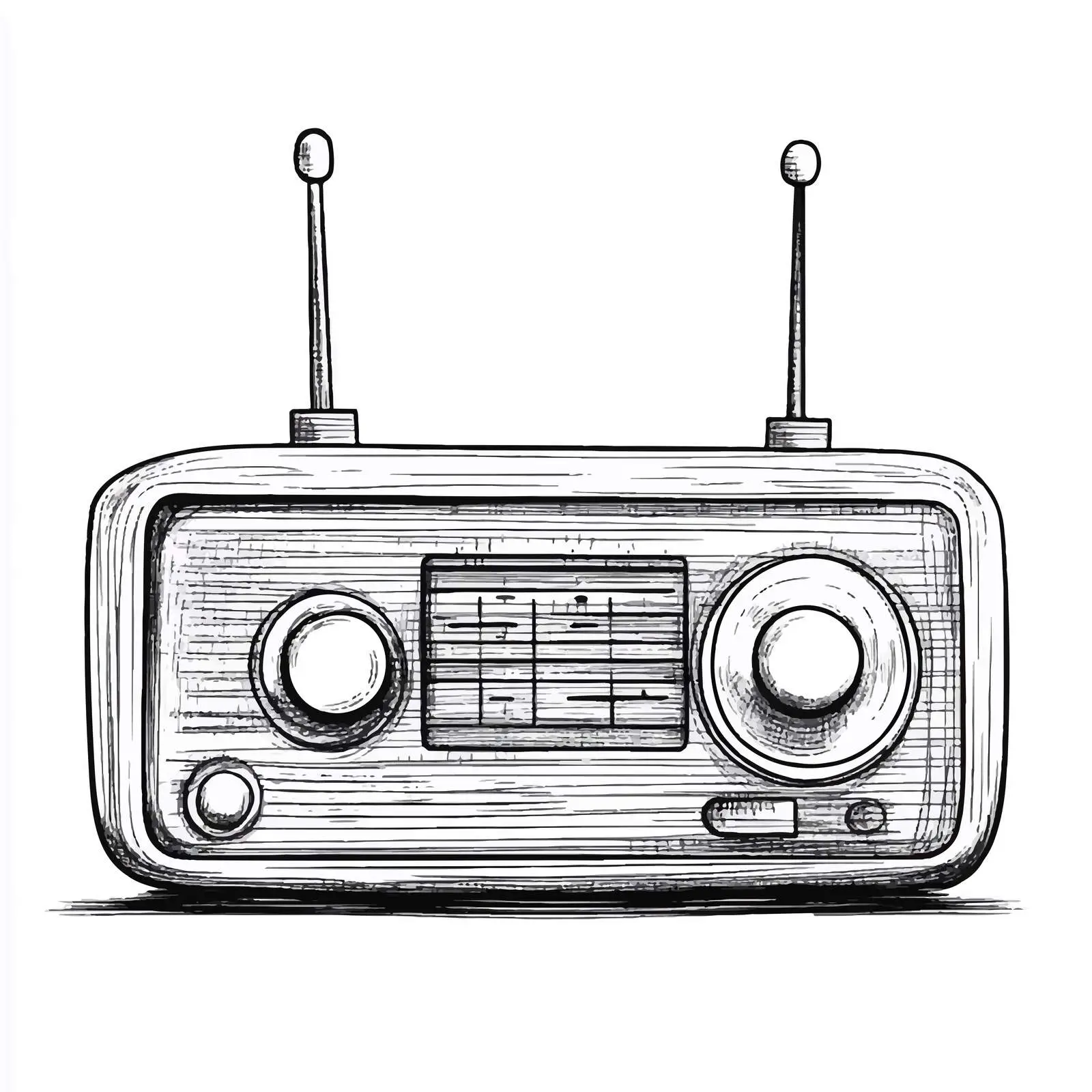 Cartoon Vector Radio Receiver Illustration Black and White – free waveform image from Dotvec