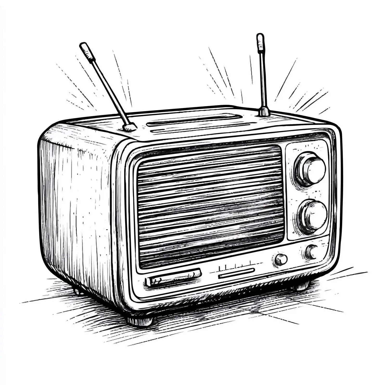Black and White Cartoon Radio Receiver Vector – free receive image from Dotvec