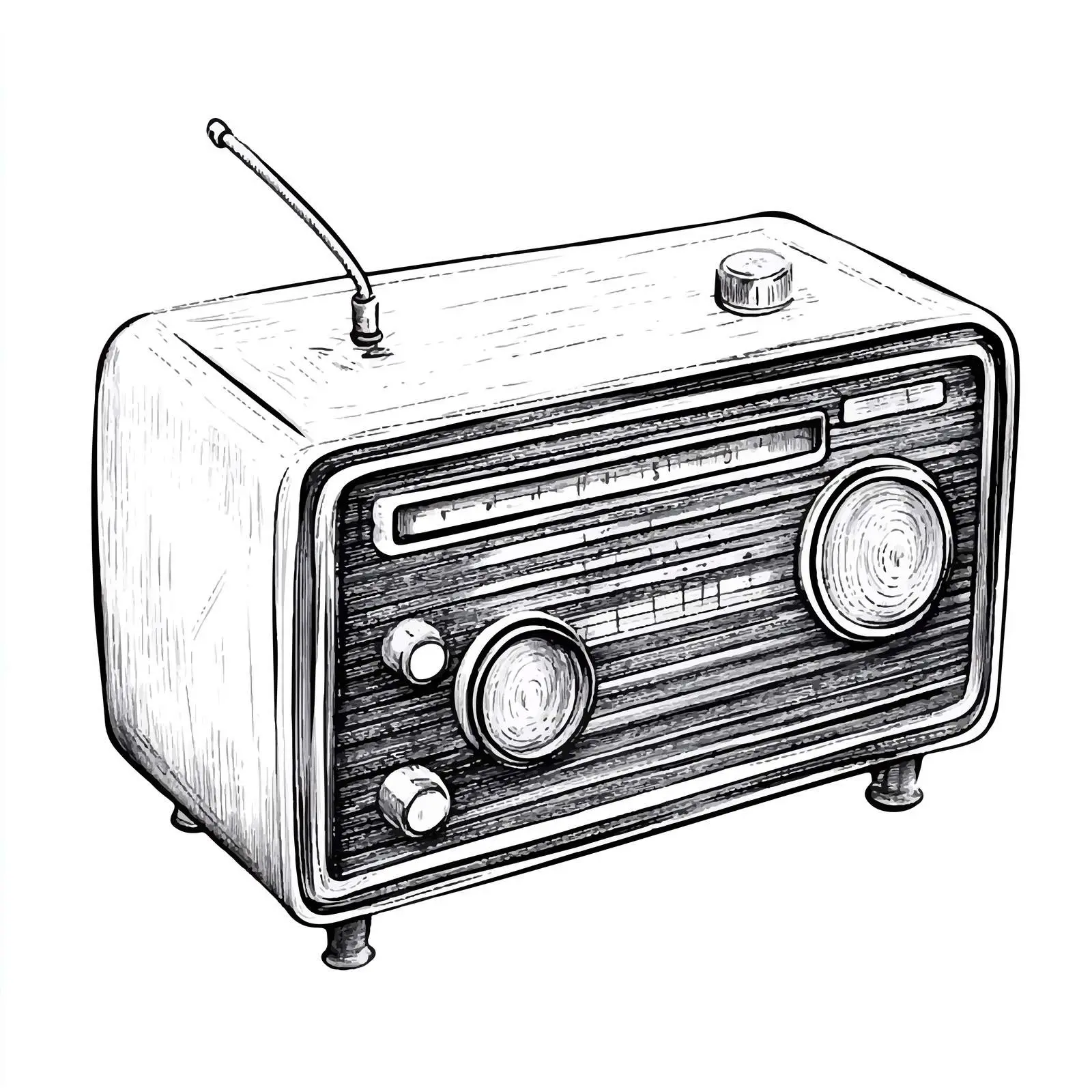 Cartoon Vector Radio Receiver Illustration in Black and White — free download from Dotvec