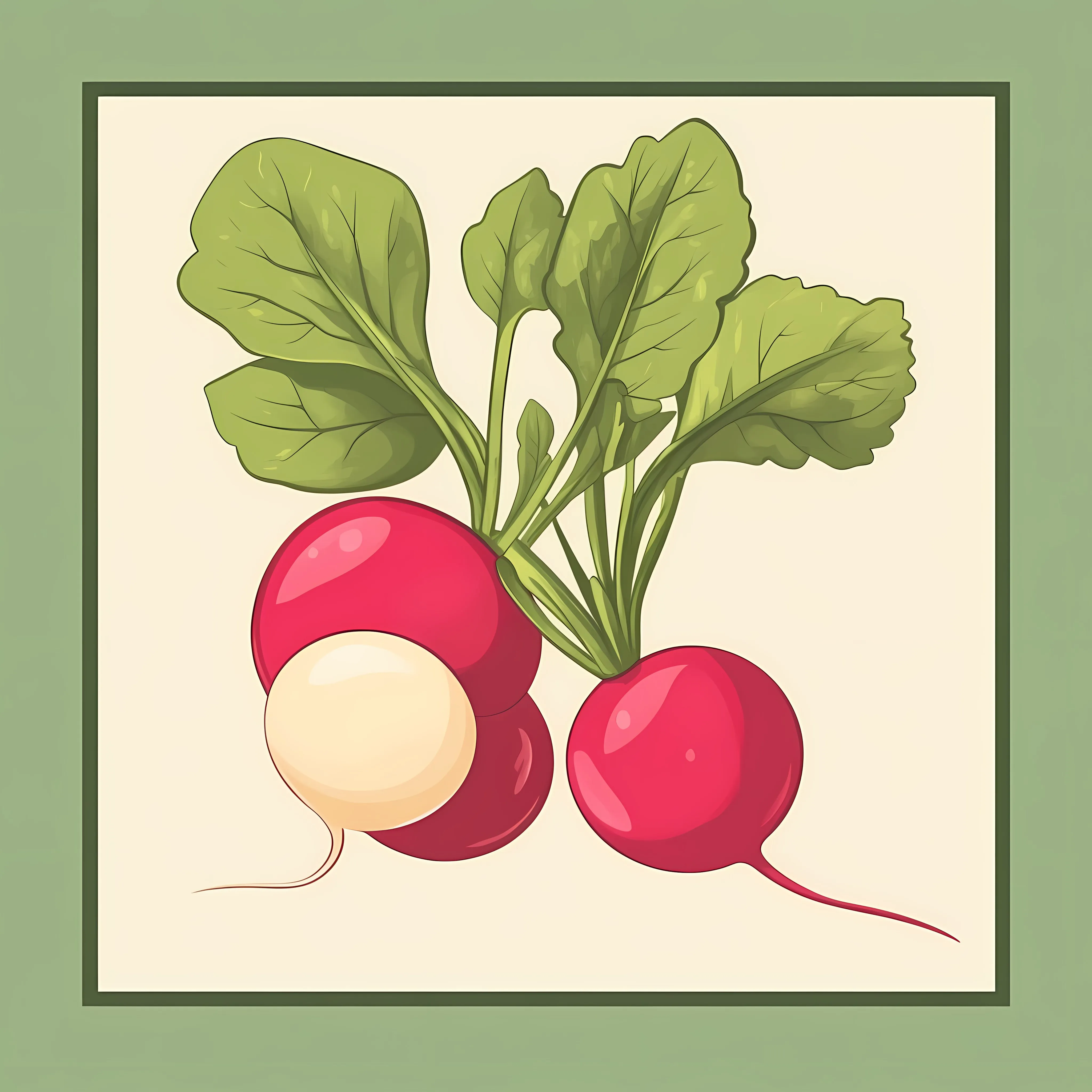 Flat Vector Illustration of Radish in Frame — free download from Dotvec
