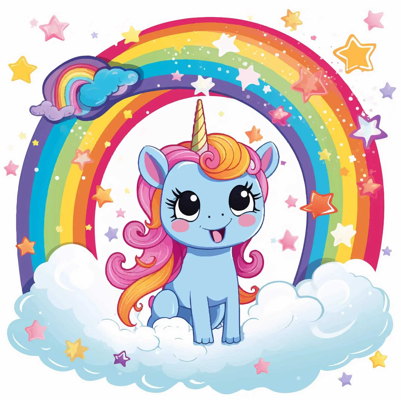 Cute Unicorn Cartoon in Rainbow Frame Vector Art — free download from Dotvec