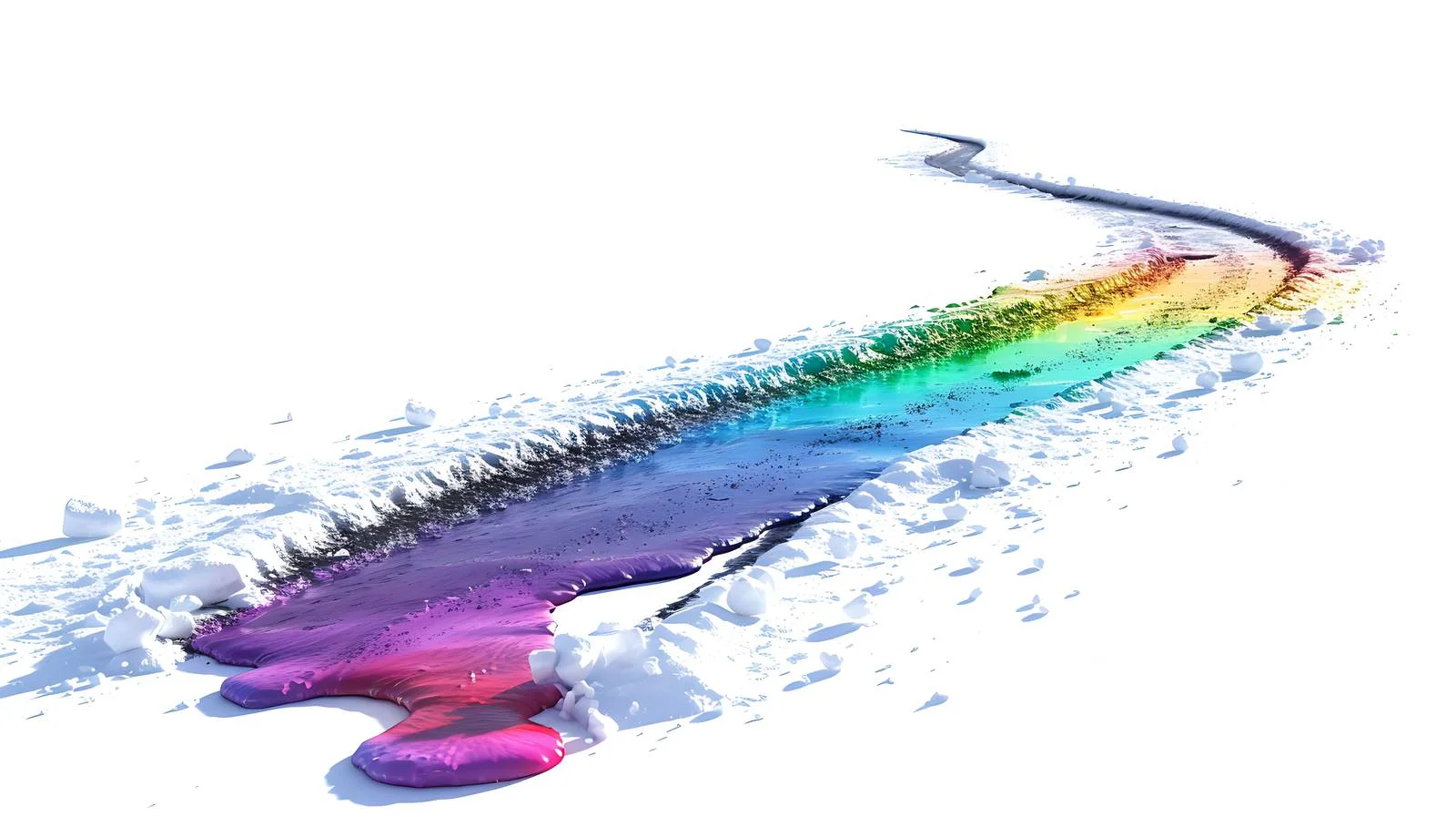 Colorful Fuel Spill on Asphalt, Snow Thaws — free download from Dotvec