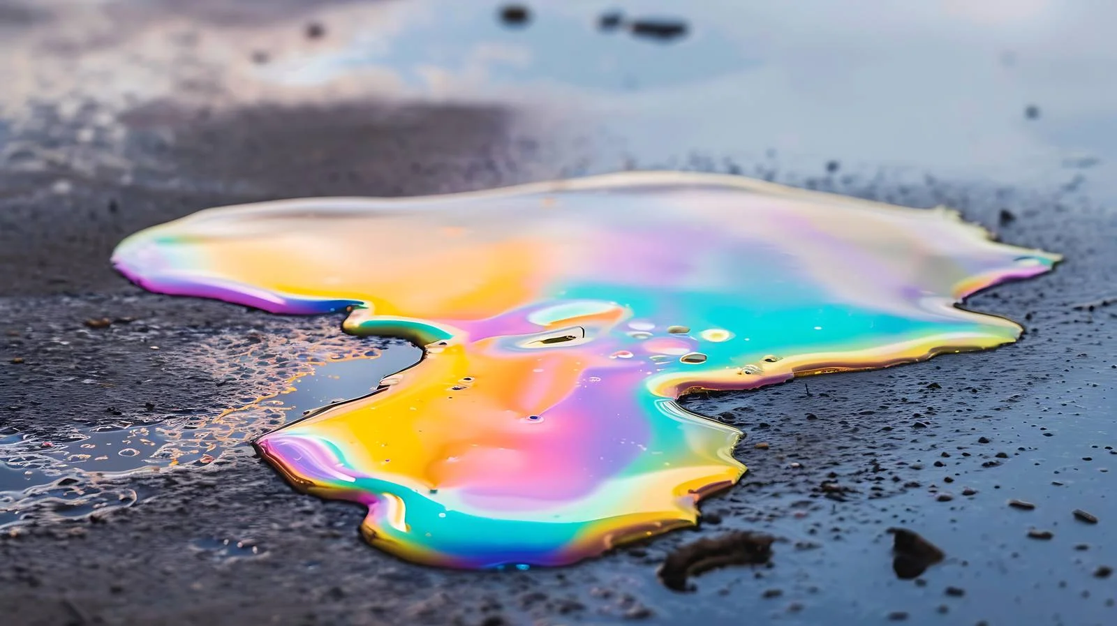 Colorful oil spill on road surface — free download from Dotvec
