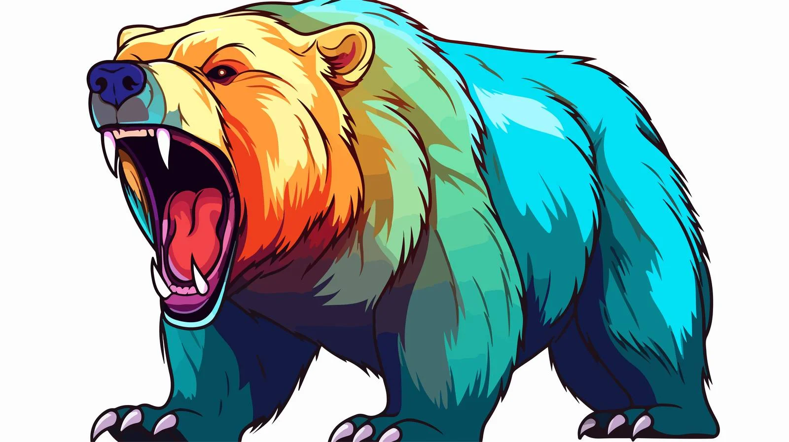 Furious Polar Bear Line Art — free download from Dotvec