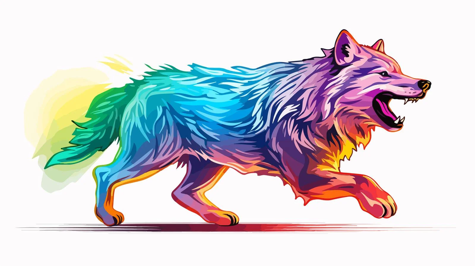 Angry Wolf Running Line Drawing — free download from Dotvec