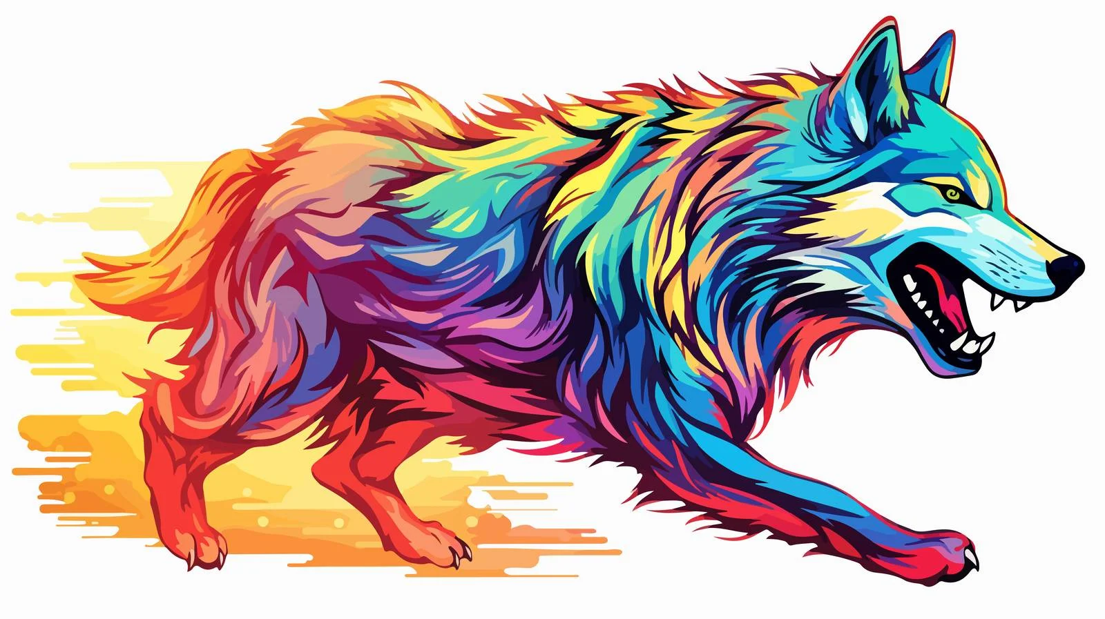 Angry Wolf Running Line Art — free download from Dotvec