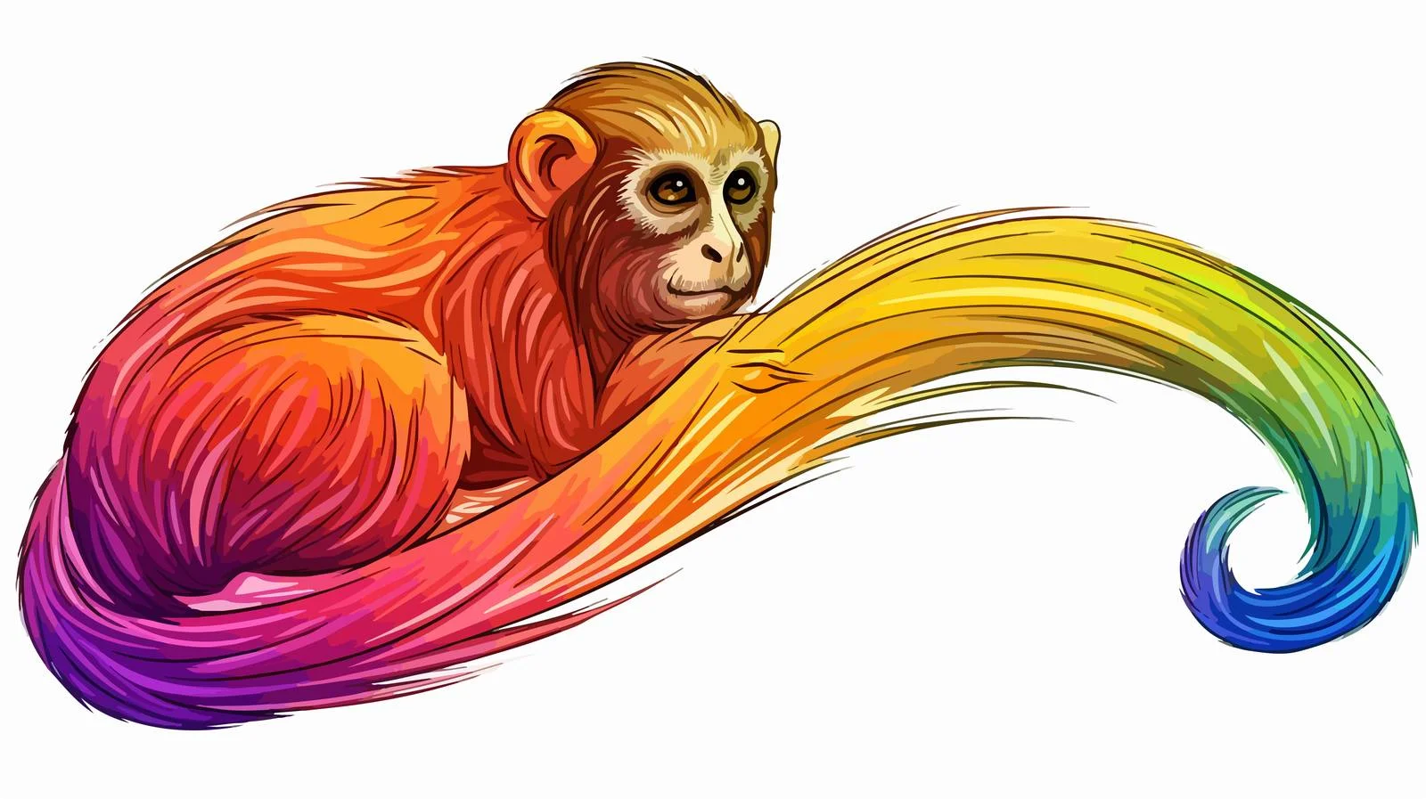 Colorful Monkey Line Drawing — free download from Dotvec