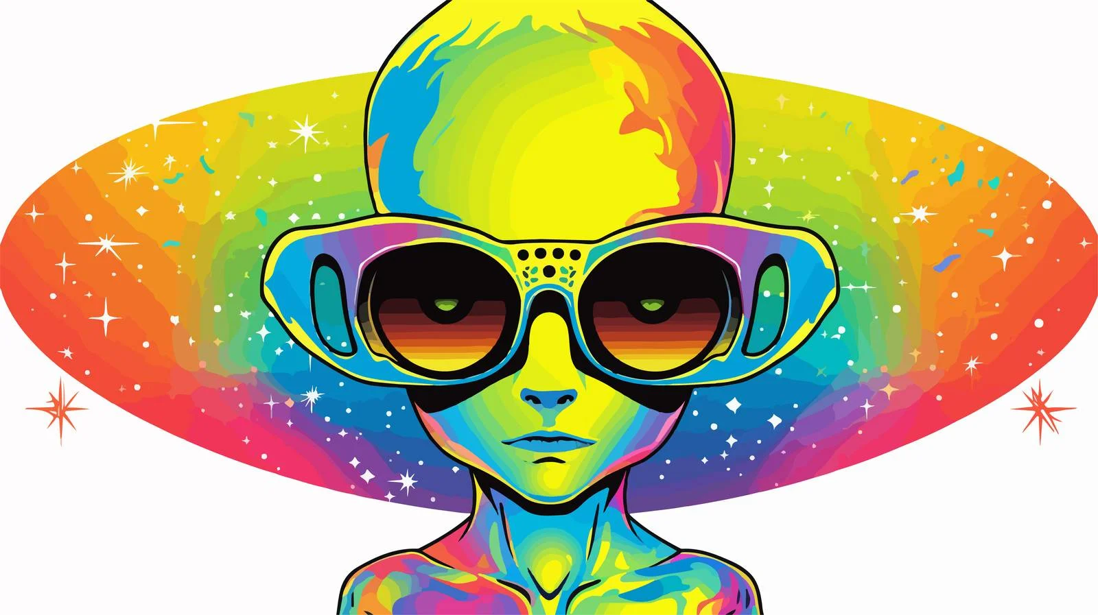 Colorful Alien Girl Drawing — free download from Dotvec