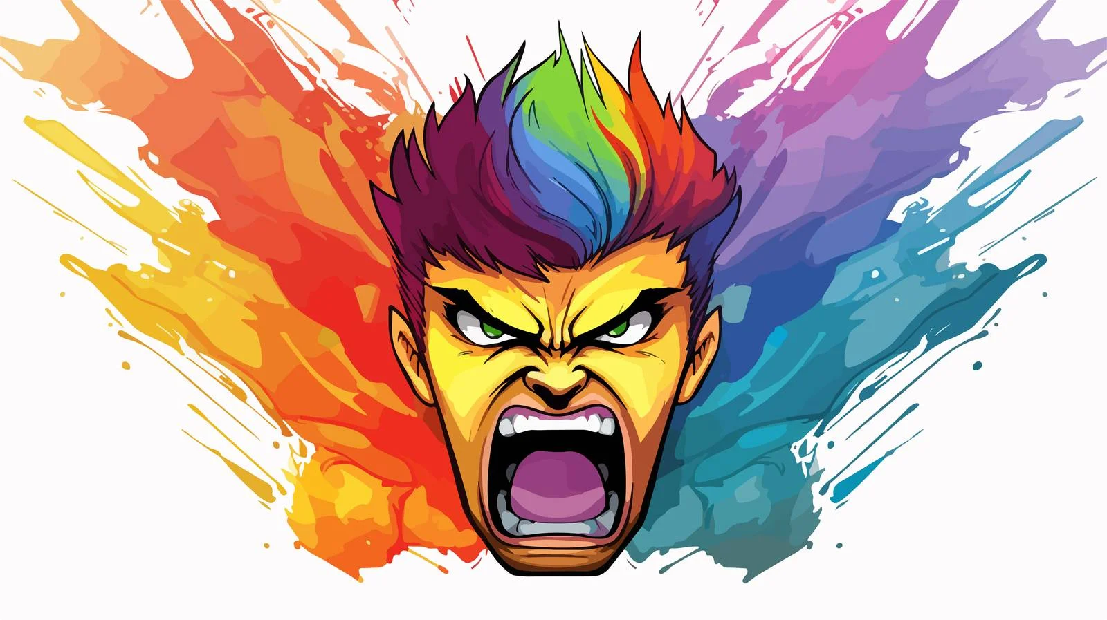 Colorful Angry Man Line Art — free download from Dotvec