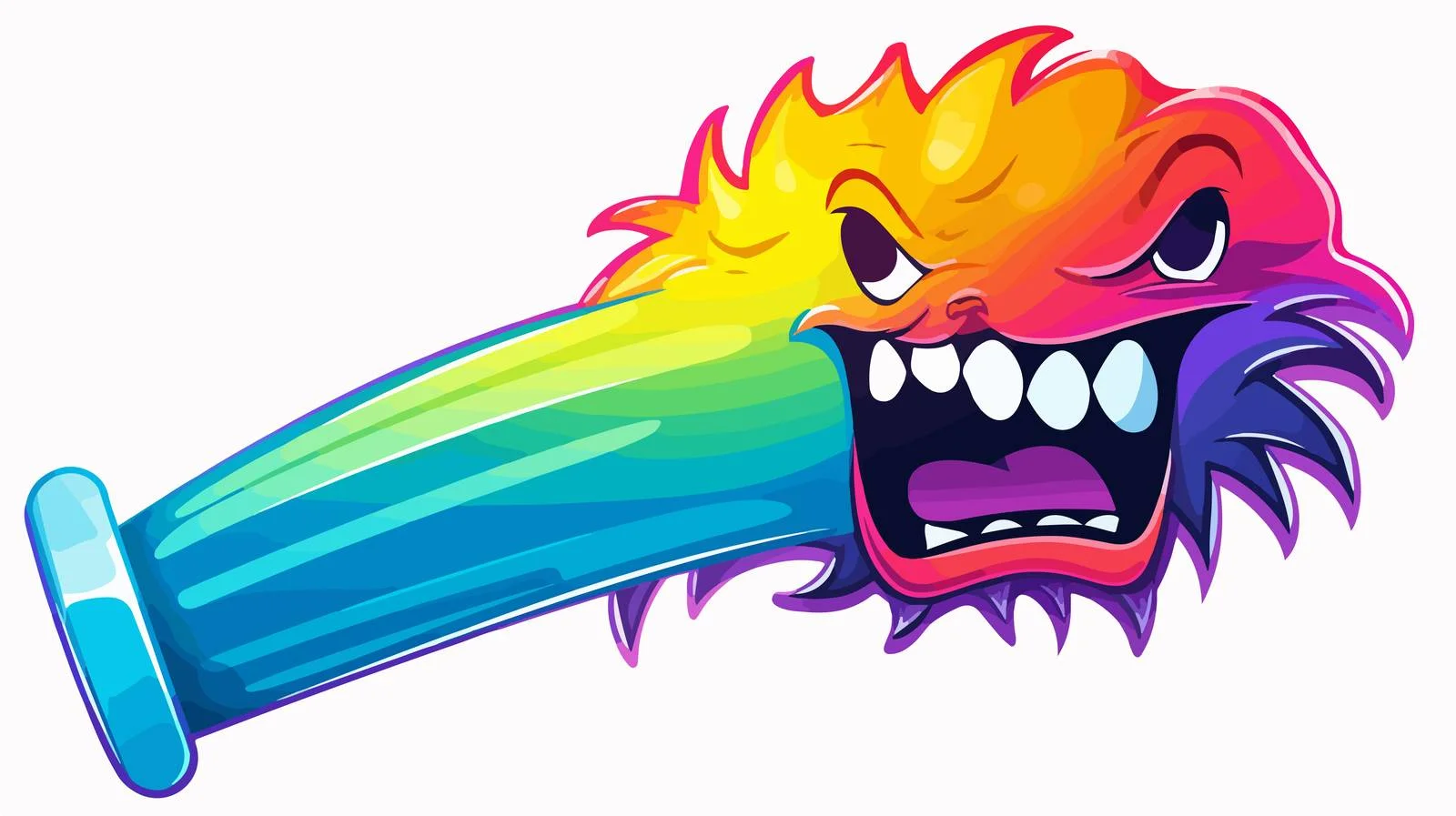 Colorful Angry Cartoon Rainbow Line Drawing — free download from Dotvec