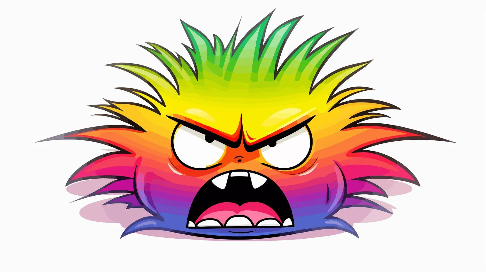 Cartoon Angry Rainbow Line Drawing — free download from Dotvec