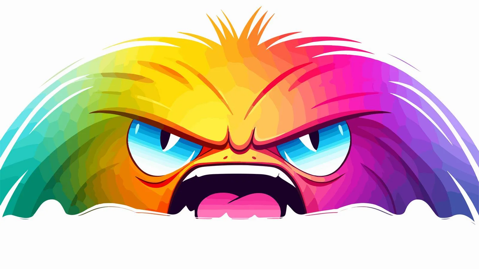 Cartoon Angry Rainbow Line Drawing — free download from Dotvec