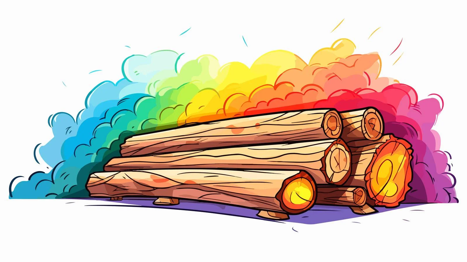 Rainbow Cartoon Burning Line Drawing — free download from Dotvec