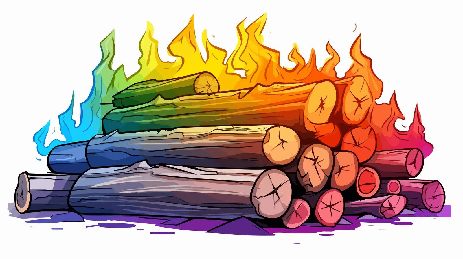 Colorful Cartoon Fire Line Drawing — free download from Dotvec