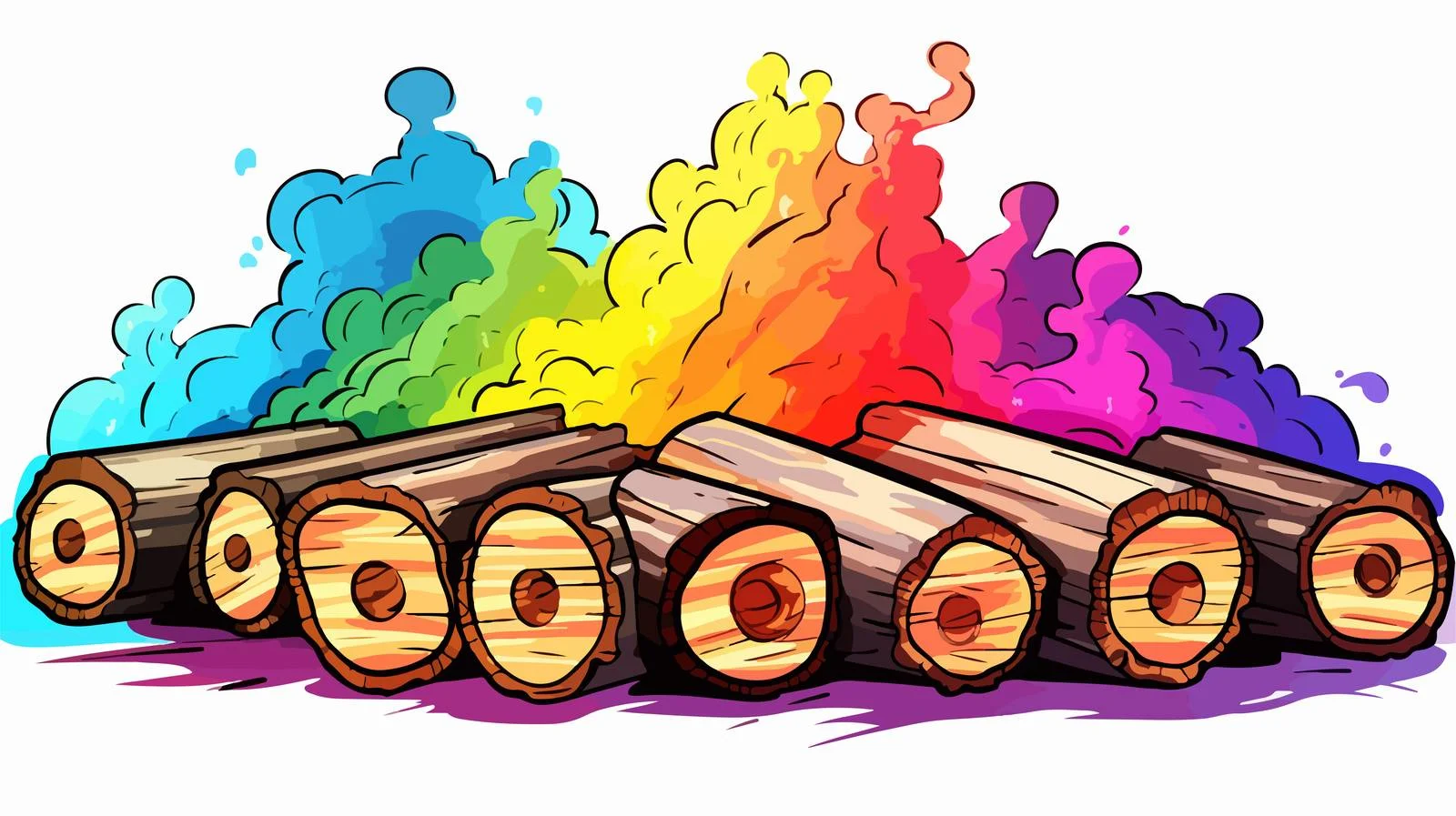 Colorful Cartoon Burning Line Drawing — free download from Dotvec