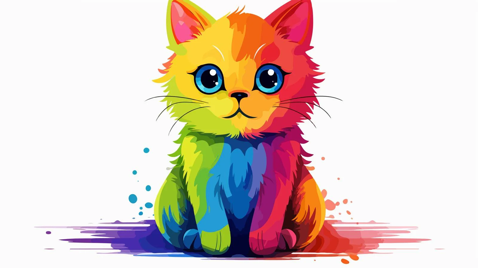 Cartoon Cat Rainbow Gradient Drawing — free download from Dotvec