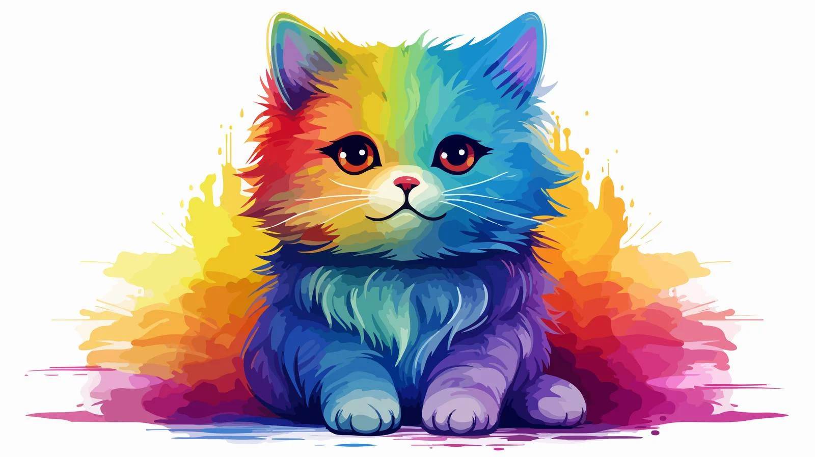 Colorful Cartoon Cat Illustration — free download from Dotvec
