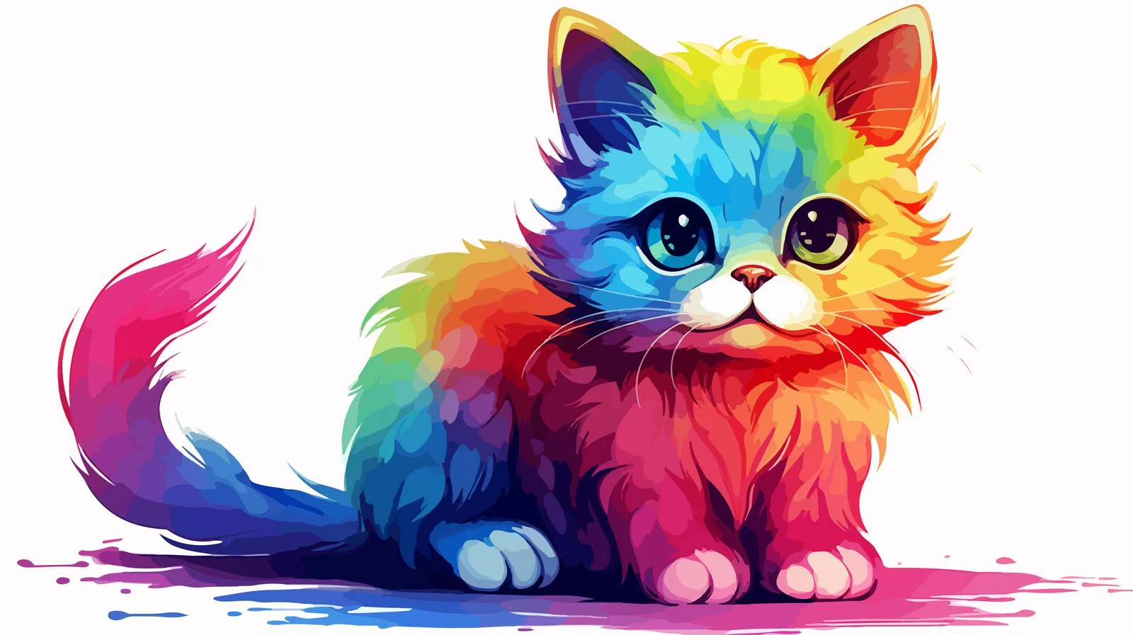 Colorful Cartoon Cat Illustration — free download from Dotvec
