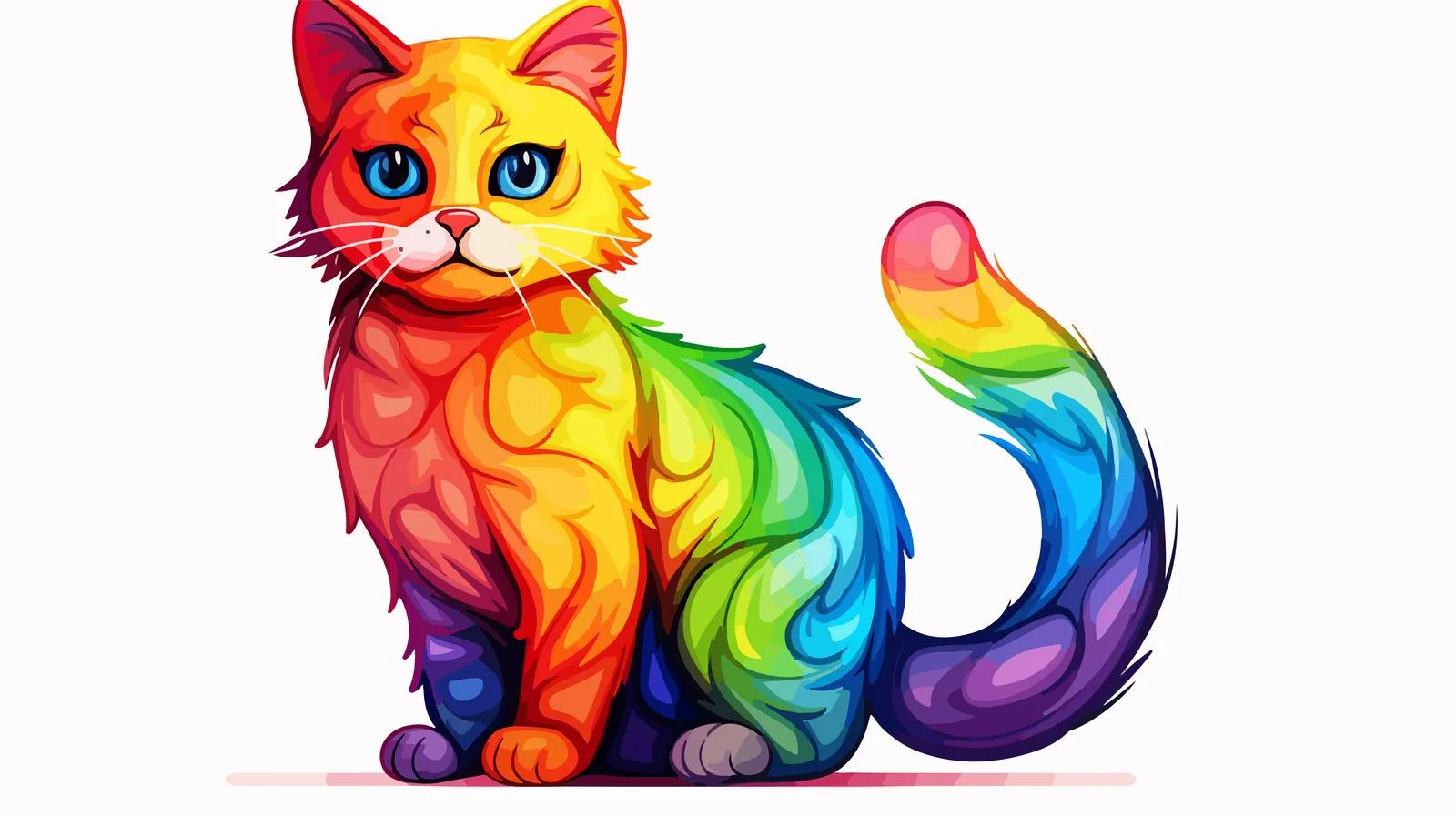 Colorful Cartoon Cat Line Art — free download from Dotvec