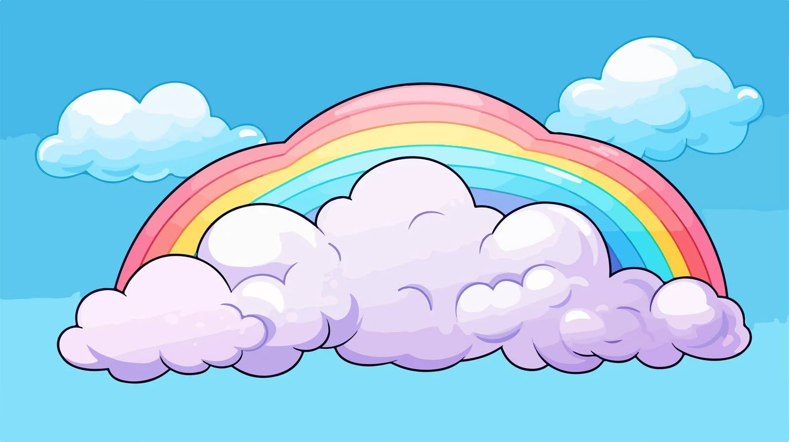 Cartoon Rainbow Cloud Gradient Line Drawing — free download from Dotvec
