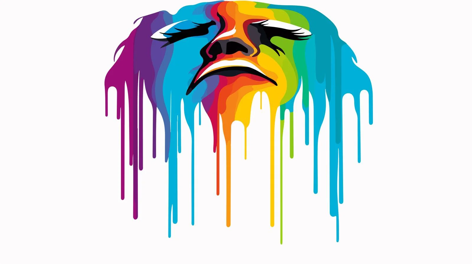 Cartoon Crying Rainbow Gradient Drawing — free download from Dotvec